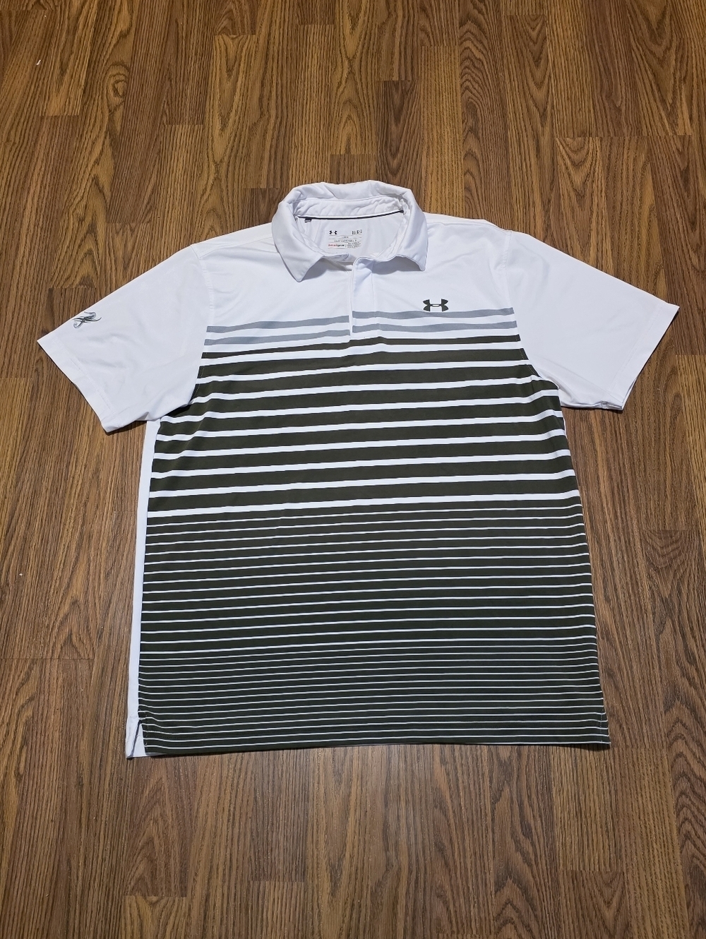 Under Armour Coldblack Golf Polo Shirt Striped Loose Fit Mens Large Performance